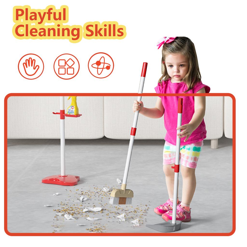 Reinigungsspielzeug-Set für Kinder Kleinkinder Mini-Besen Kehrschaufel Wischmopp Rollenspiel Haushaltspflege Zubehör-Sets Montessori Spielzeug Mädchen Junge Geschenke