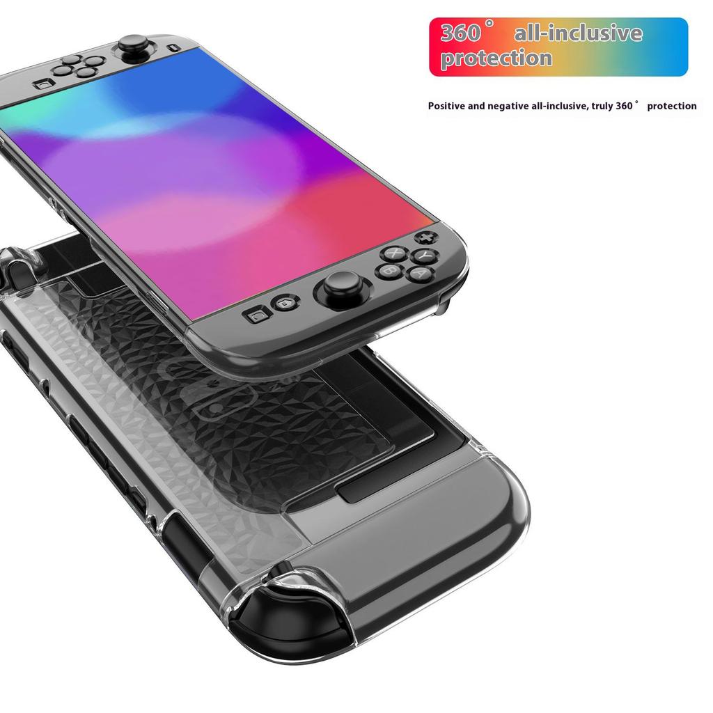 SW2D05 For Nintendo Switch 2 Game Console Case Diamond Texture Transparent TPU + PC Split Protective Cover