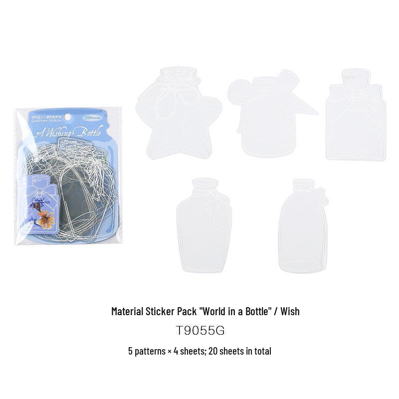 

Xin s Lover: World in a Bottle PET Sticker Pack - 20 Sheets of Dried Flower Journal Decor, 6 Designs