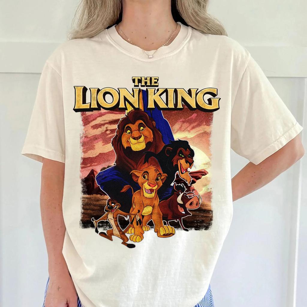 Womens Vintage Disney Kingdom Lion King T Shirt Cotton  Unisex Short Sleeve Streetwear Oversized Loose Casual Stylish