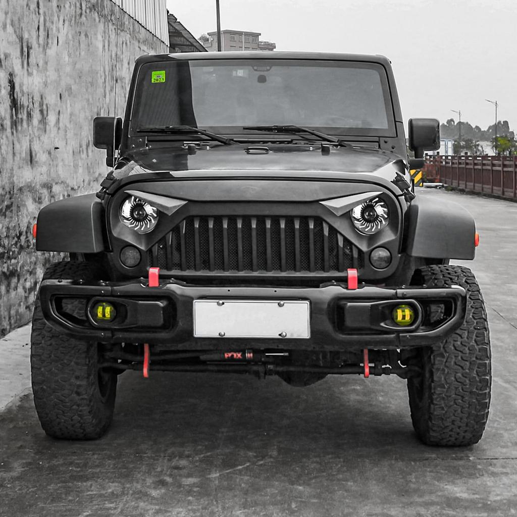 Motikvans Wrangler LED with Yellow Turn Signals and White for Wrangler Toyota FJ and Hummer Vehicle Inspection Set of 2 Round Headlights Headlights,