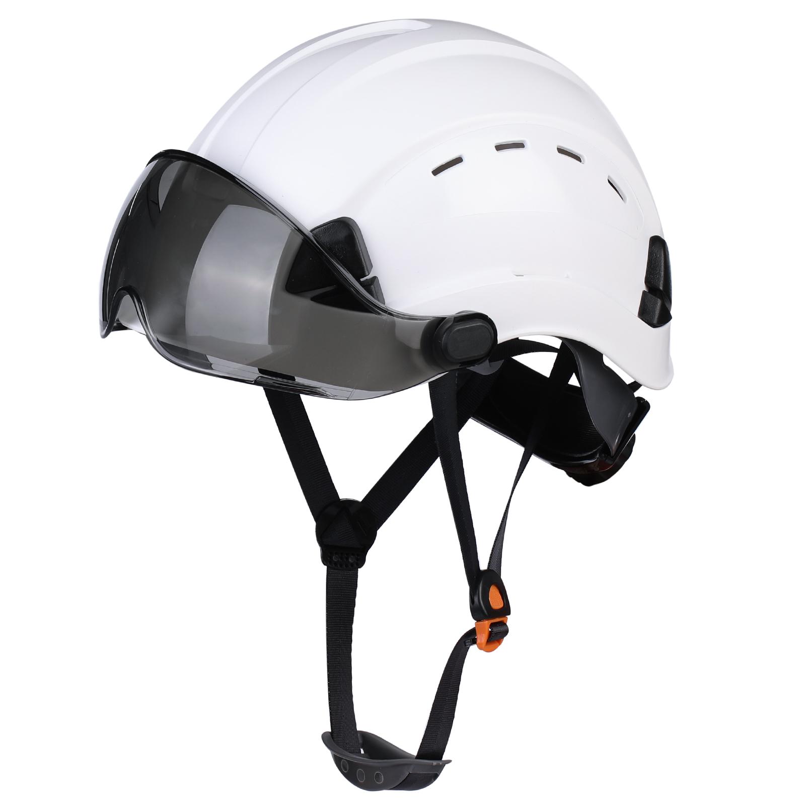 Hard Hat ANSI Type I Class C Safety Helmet Construction Safety Hat Vented Work Helmet for Tree Work Climbing Head Protection (White,WIth Visor&ABS) белый