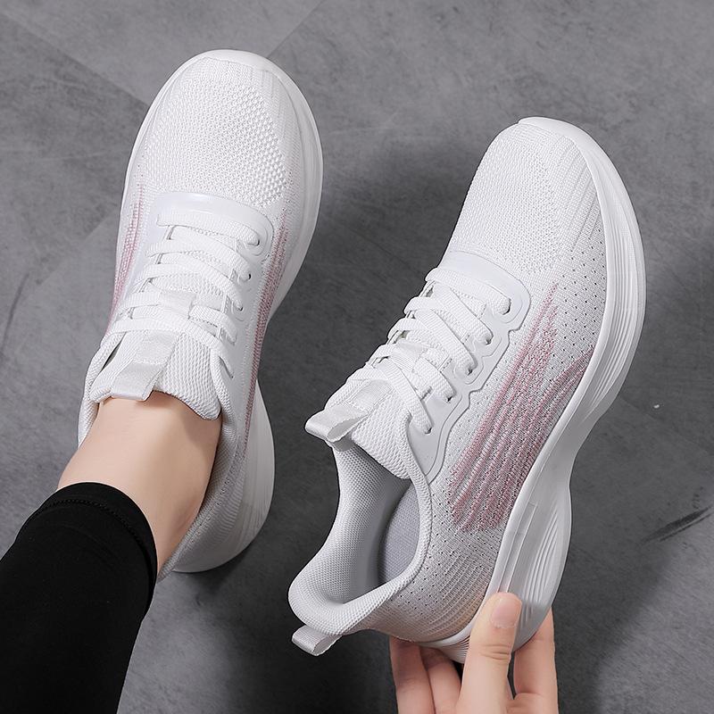 

Women s shoes new soft-soled fly-woven sports casual shoes running shoes women 35 білий