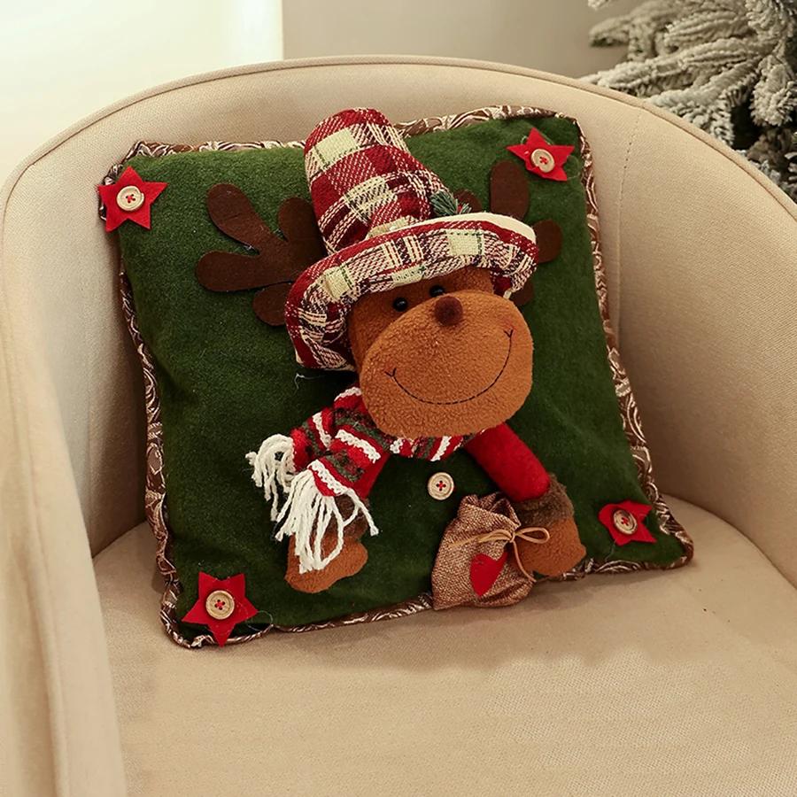 

1pc Christmas Pillowcase, Christmas Decoration Pillowcase, Santa Claus Pillowcase, Snowman, Elk Doll, Home Party Decoration світло-зелений колір