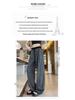 Retro Blue Plaid Wide-Leg Pants - Spring/Summer 2026 Collection, Lazy Style, Drapey Straight-Leg Casual Pants