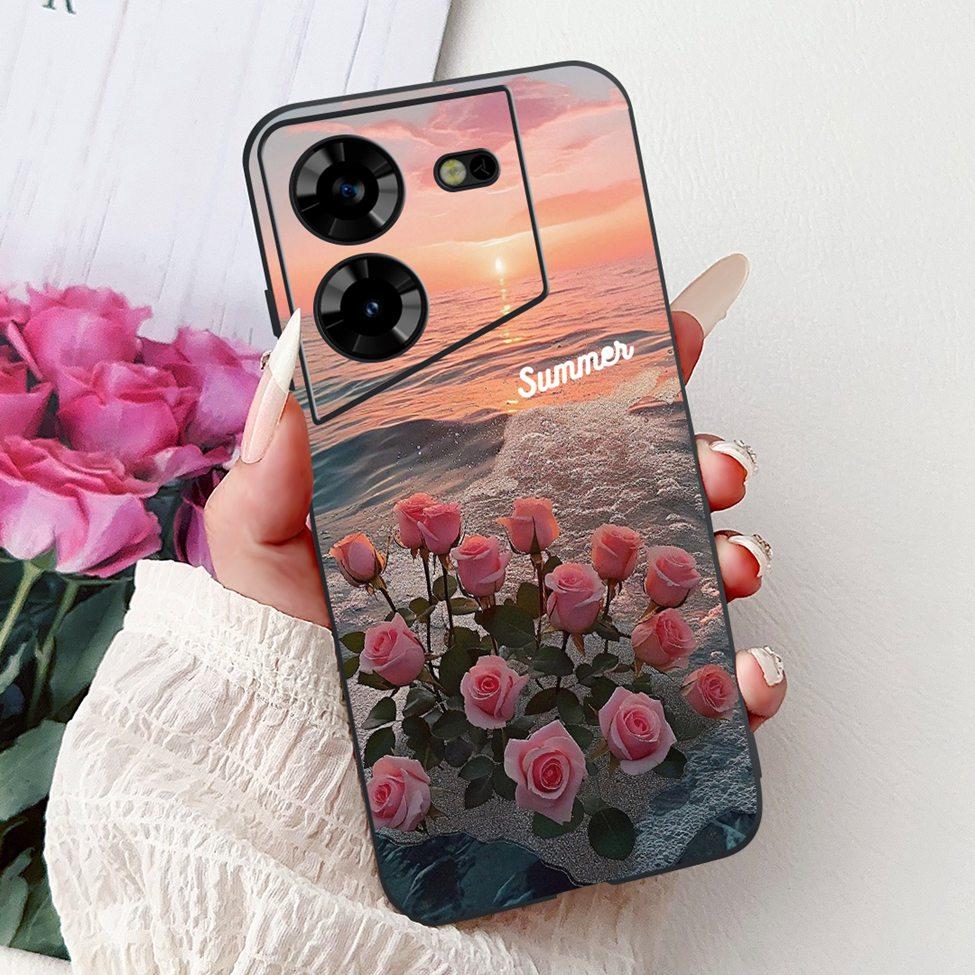 Cover For Tecno Pova 5 Case LH7n Silicone Cute Cat Fashion Flowers Luxury Painted Casing For Techno Pova 5 Phone Case Bumper