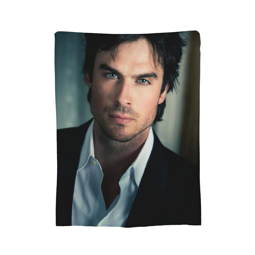 Damon Salvatore The Vampire Diaries Blankets Fleece Printed Ian Somerhalder Portable Warm Throw Blanket for Sofa Bedding Throws