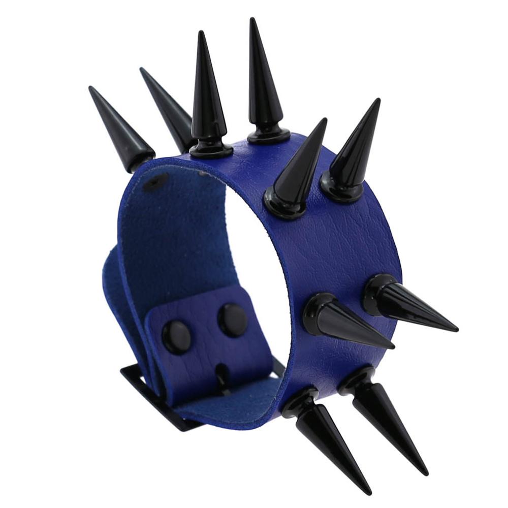 Emo Spike Bracelet Vegan Leather Punk Bracelets Goth Girl Boy Cuff Bangle Studded Halloween Wristband for Women Men Jewelry