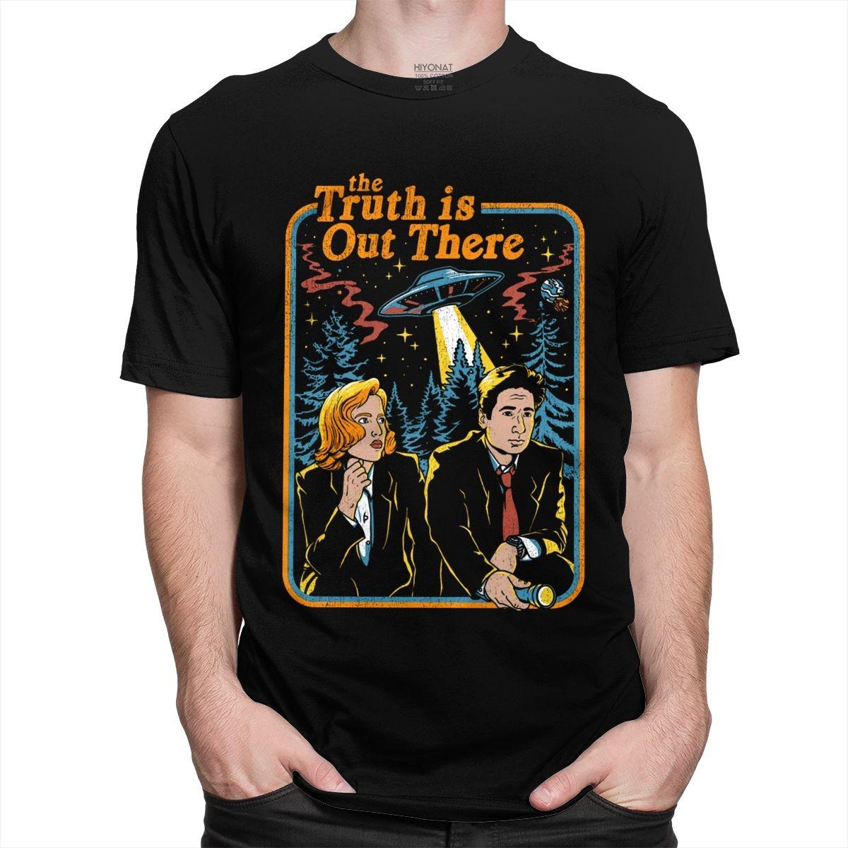 Винтажная футболка The X Files Инопланетянин Мужская Правда Где-то Там Топы Новинка Харадзюку Уличная Одежда Футболка Женщины Мужчины Оверсайз Футболка ... S разноцветный