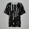 Women’s Casual Printed Henley Button Neck Short Sleeve Cotton Linen Shirt with Chest Pocket and Relaxed Fit for Everyday Wear