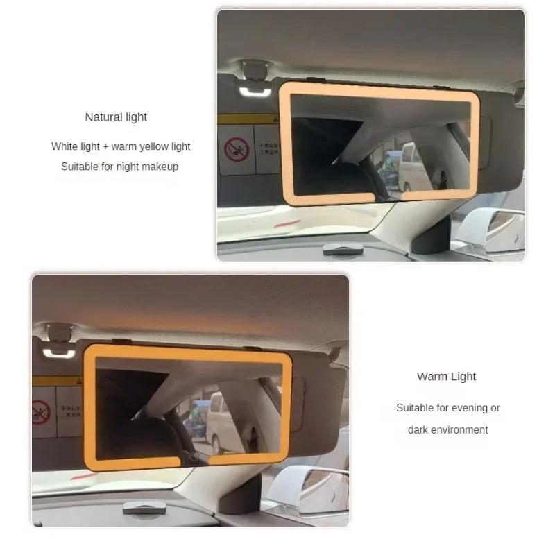 LED-Lichtmodus, stufenlos dimmbarer Kosmetikspiegel für Sonnenblenden, wiederaufladbarer Kosmetikspiegel mit Berührungssensor, praktischer Kosmetikspiegel fürs Auto