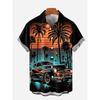 Camisa de Manga Corta de Verano para Hombre con Estampado de Motocicleta para Mujer, Camisa con Cuello, Camisa Casual de Manga Corta Hip-hop para Calle de Hombre