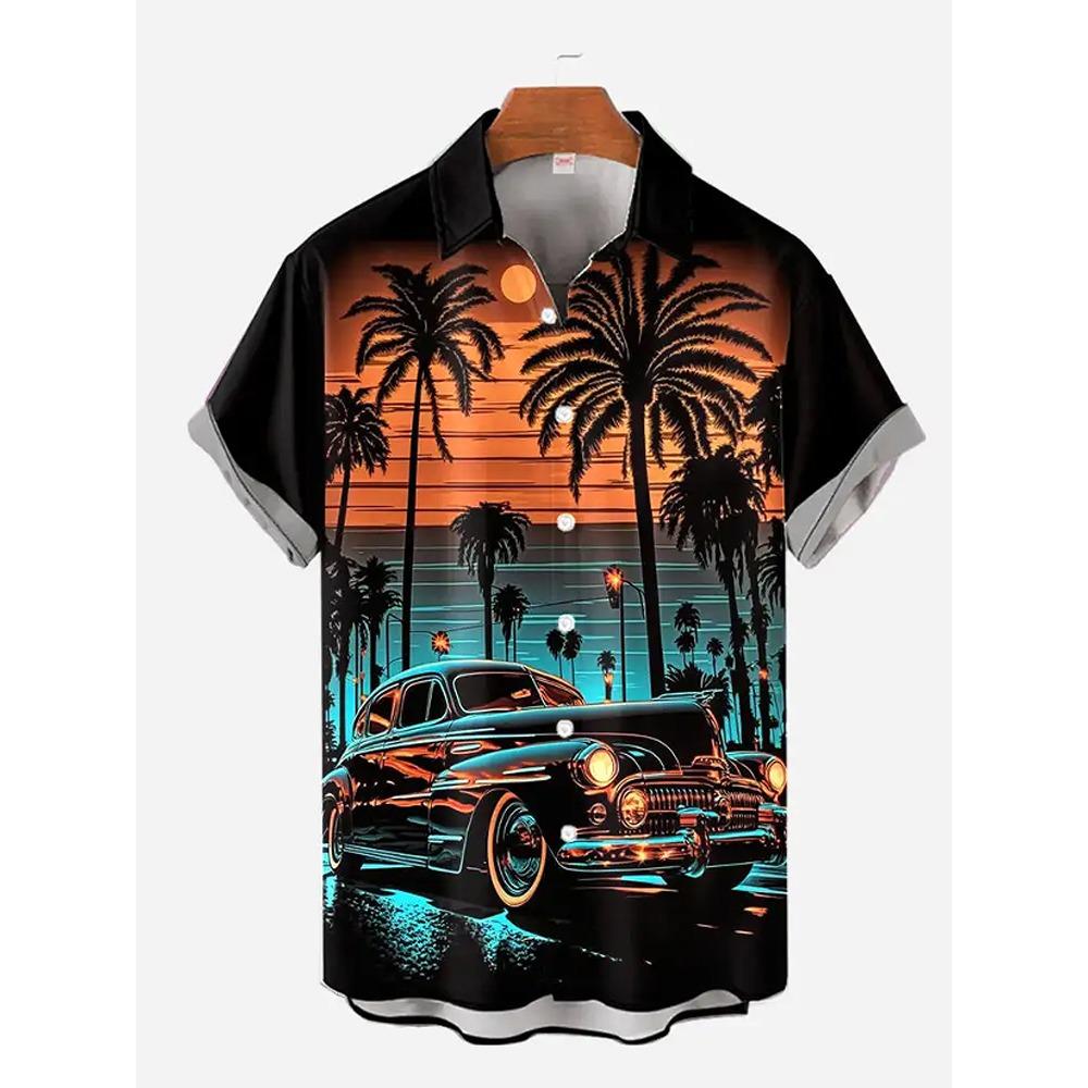 Camisa de Manga Corta de Verano para Hombre con Estampado de Motocicleta para Mujer, Camisa con Cuello, Camisa Casual de Manga Corta Hip-hop para Calle de Hombre