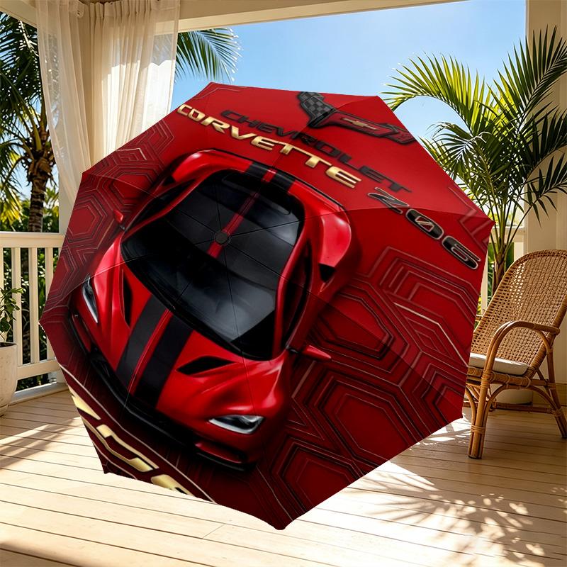 Sports car Print Automatic Open Close Umbrella, Portable Foldable Umbrella, for Outdoor Commute Camping Trip, Ideal Birthday Gift