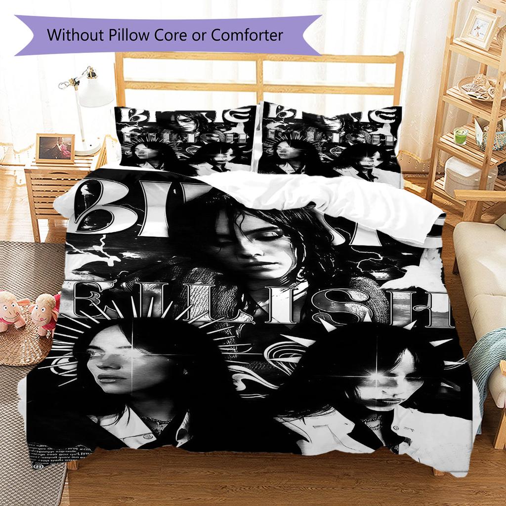 Billie Eilish Bedding Quilt Set Quilt Cover Pillowcase Home Decoration Birthday Gift (1 * Duvet Cover + 2 * Pillowcase, Without Core)