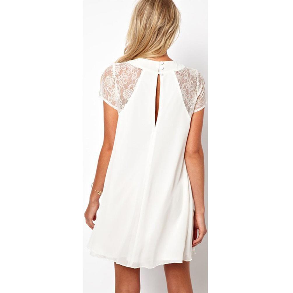 Elegant Summer Girls Lace Applique Sleeve Dress With Solid Color Backless Design
