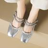 Women's Summer Retro Chunky Heel Sandals French Style Mid-heel Mary Jane Shoes