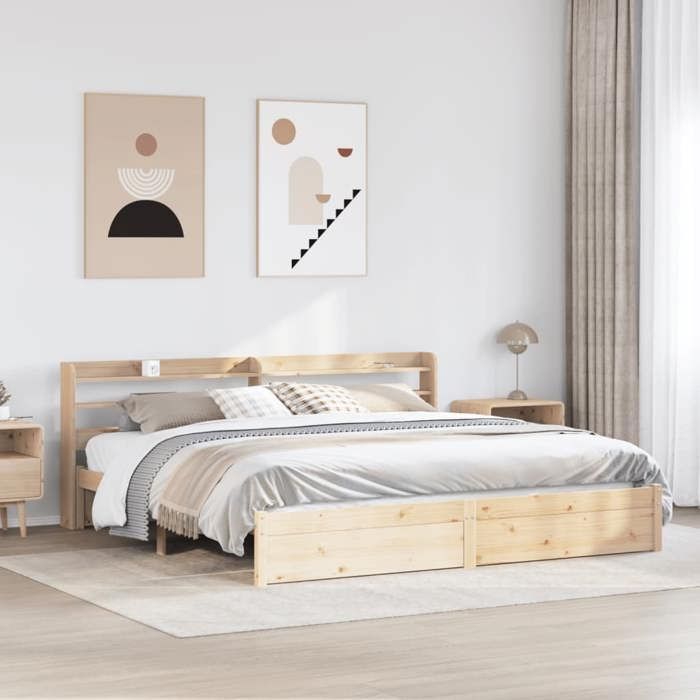 VidaXL Cadre de lit avec tête de lit 180x200 cm bois de pin massif, lit, cadre de lit en bois massif, meuble de chambre à 3306742