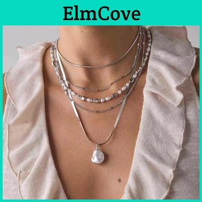 Vintage Französische Mehrreihige Perlenkette Für Damen Mit Geometrischem Design Und Stil-Accessoire