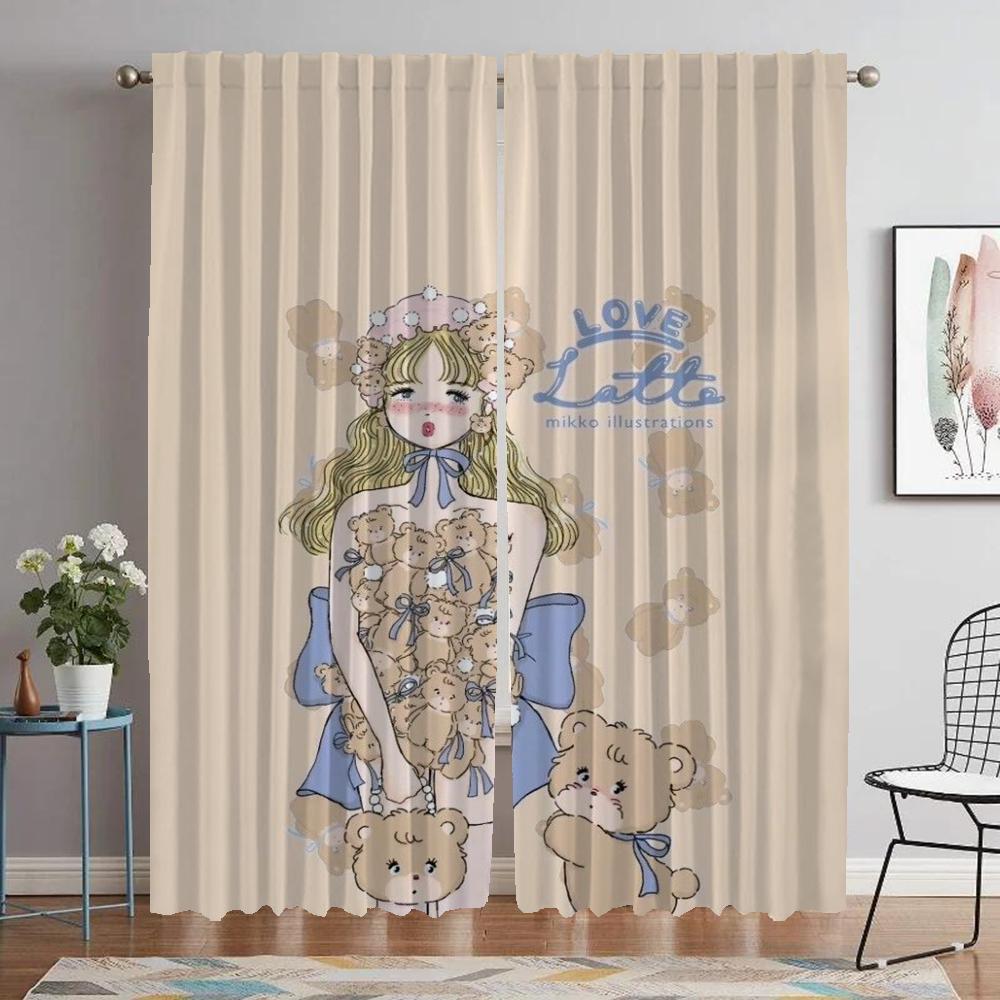 Kitchen Curtains for Bedroom Mikko Window Curtain for Room 2 Panel Partition Home Interior Curtains Halloween Decoration Shades