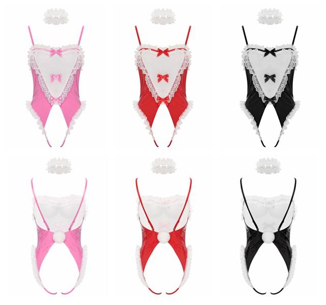 Women Sexy Maid Outfit Bunny Costume Anime Cosplay Suit Teddy Bodysuit Dress Up Party Lingerie Nightwear Pole Dance Show Kawaii
