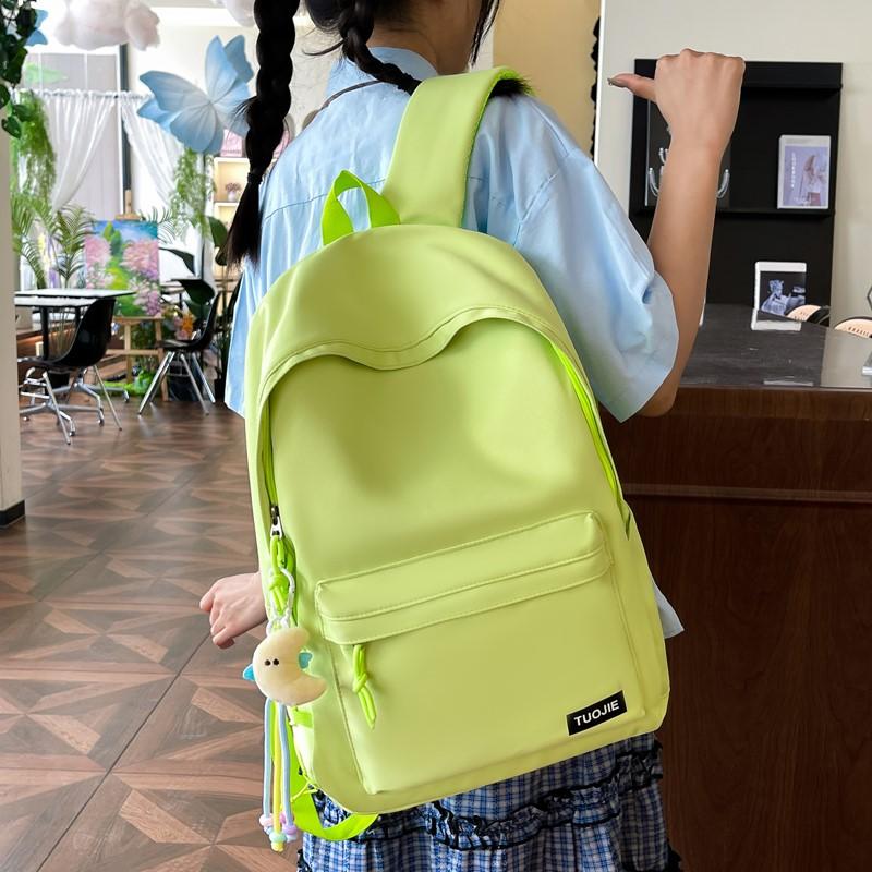 Women Lightweight Waterproof Backpack Solid Color Student Schoolbag