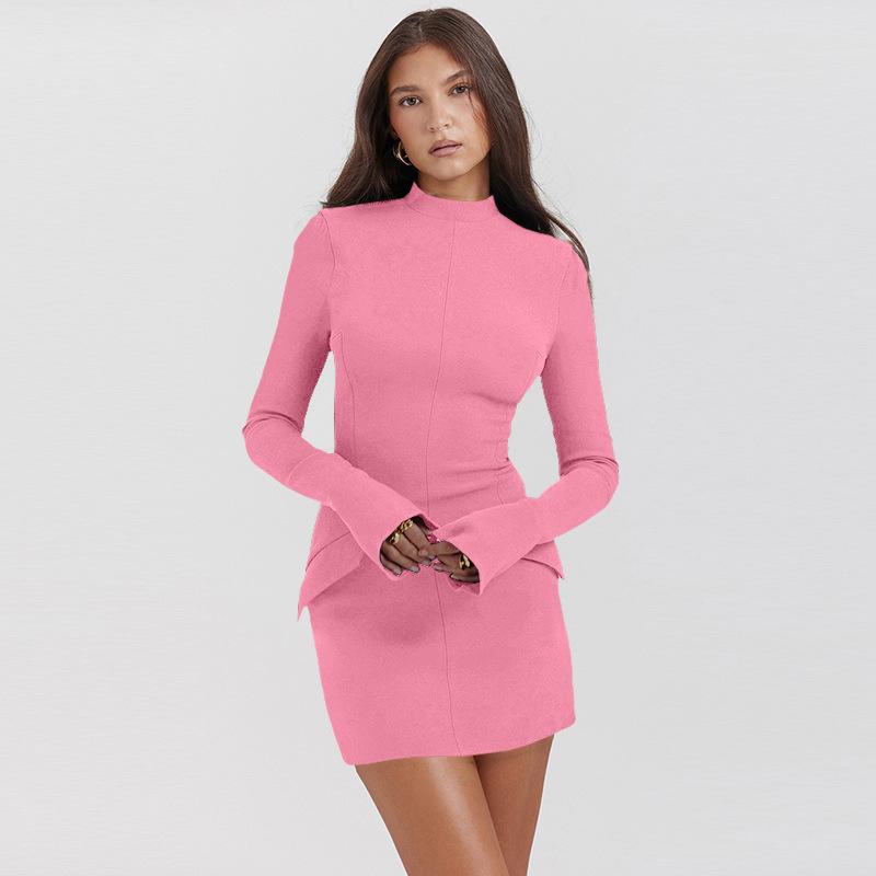 Autumn Fashion Sexy Hot Girl Hip Hugging Dresses Elegant Temperament Slim Long Sleeve Women's Dresses