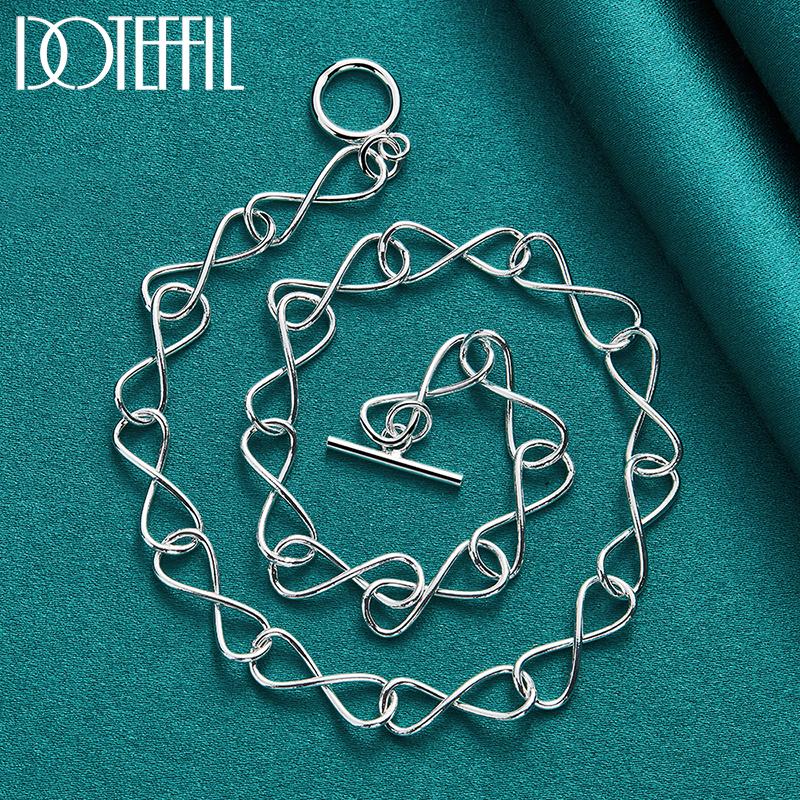Octagonal Chain Necklace Gift Party Silver Fashion Jewelry