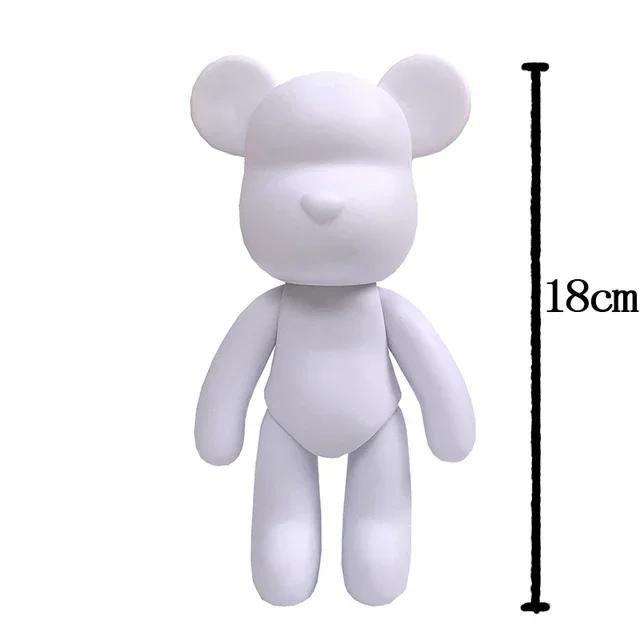 DIY Paint Fluid Rabbit Figure Handmade Pigment Doll Toy White Vinyl Bear Figurine Sculpture House Decoration Table Accessories