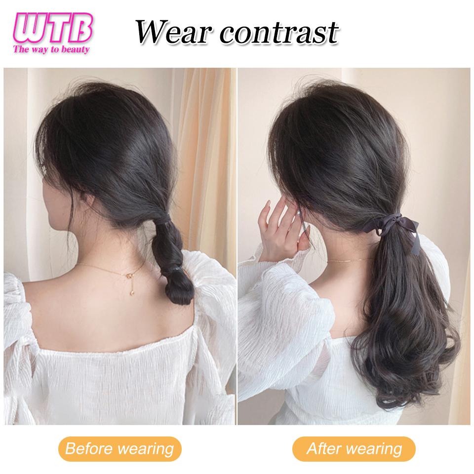 Synthetic Wig Ponytail Female Pear Flower Roll Fluffy Strap Type Low Ponytail Natural Fluffy Short Ponytail Wig Braid