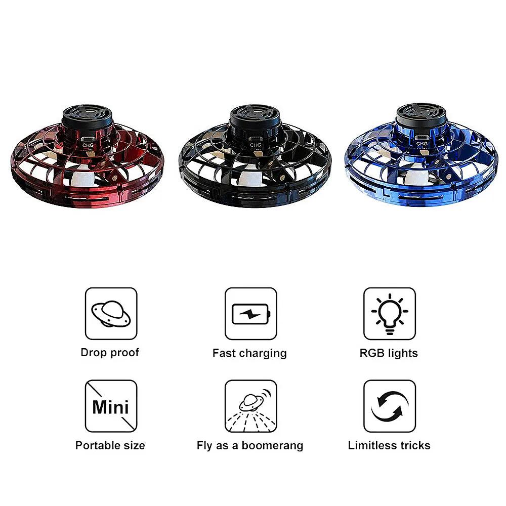 Mini Drone LED UFO Type Flying Helicopter Spinner Fingertip Upgrade Flight Gyro Electronic Flayaball Adult Kids Toys