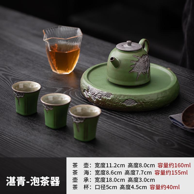 Retro coarse pottery teapot teacup Kung Fu tea set light luxury high-end home office meeting   new