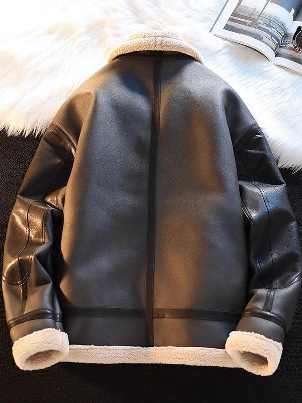 Men's Trendy Lambswool-Lined Winter Motorcycle Jacket