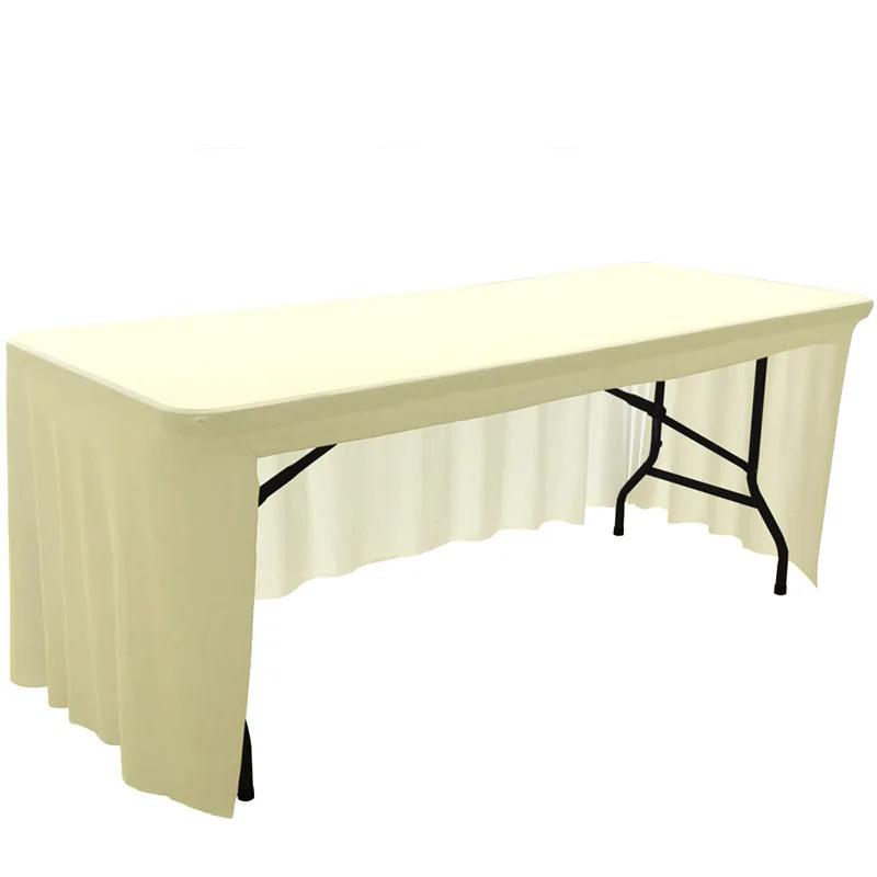 Spandex Stretch Table Cloth 4FT 5FT 6FT 8FT Table Skirt Cover for Wedding Party Banquet Solid Rectangular Cocktail Tablecloth