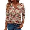 Women's Casual Fashionable Sexy Comfortable V-Neck Christmas Three-Quarter Sleeve Top