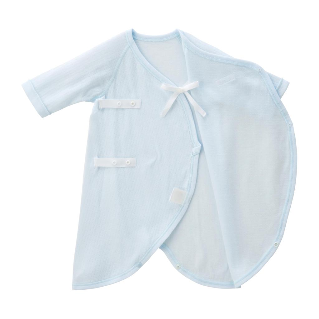 MIKI HOUSE Baby Solid Made In for Boys and Size Blue Undershirt, Color, Logo, 100% Cotton, Japan, Girls, Newborn, 40-2328-496, 50-60cm,