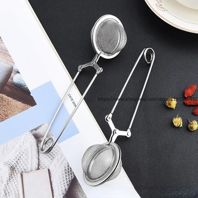 Creative Stainless Steel Tea Strainer Flower Tea Seasoning Filtration Tennis Ball Household Tea Brewing with Handle