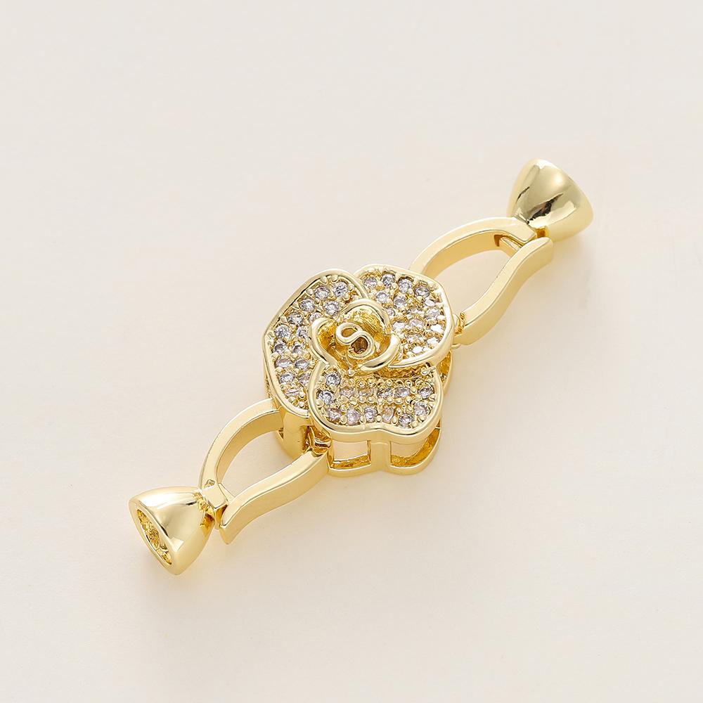 1/2Pcs/Pack 14/18K Gold Plated Inlaid Zircon Connector End Caps Fastener Clasps for DIY Jewelry Bracelet Making Accessories