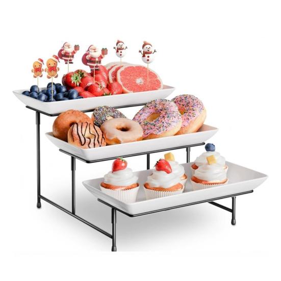 3-Tier Dessert Stand Fruits Pastries Appetizers Tray Elegant Display Rack for Buffet Tables Parties Modern Kitchen Organizer