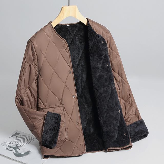 Autumn and Winter Short Styles, Fleece To Keep Warm, Middle-aged People, Small Cotton-padded Jackets, Light and Soft, and Fleece Outer Wear.