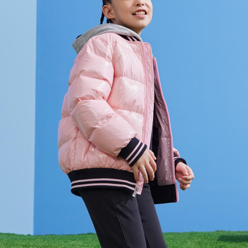 Nike Down Jacket Letter Print Hooded Long Sleeve Woven Comfortable Kids Jackets Pink DB7074-654