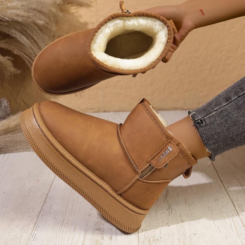 Muffin platform snow boots women's winter new waterproof short tube heightening cotton shoes warm velvet bread shoes