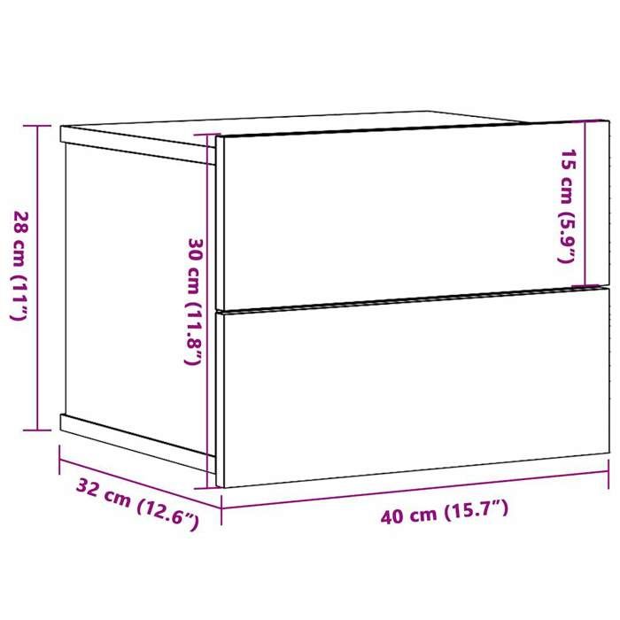 VidaXL Wall-mounted Bedside Table Old Wood 40x32x30 Cm, Floating Bedside Cabinet, Hanging Bedside Cabinet, Unit of 855944