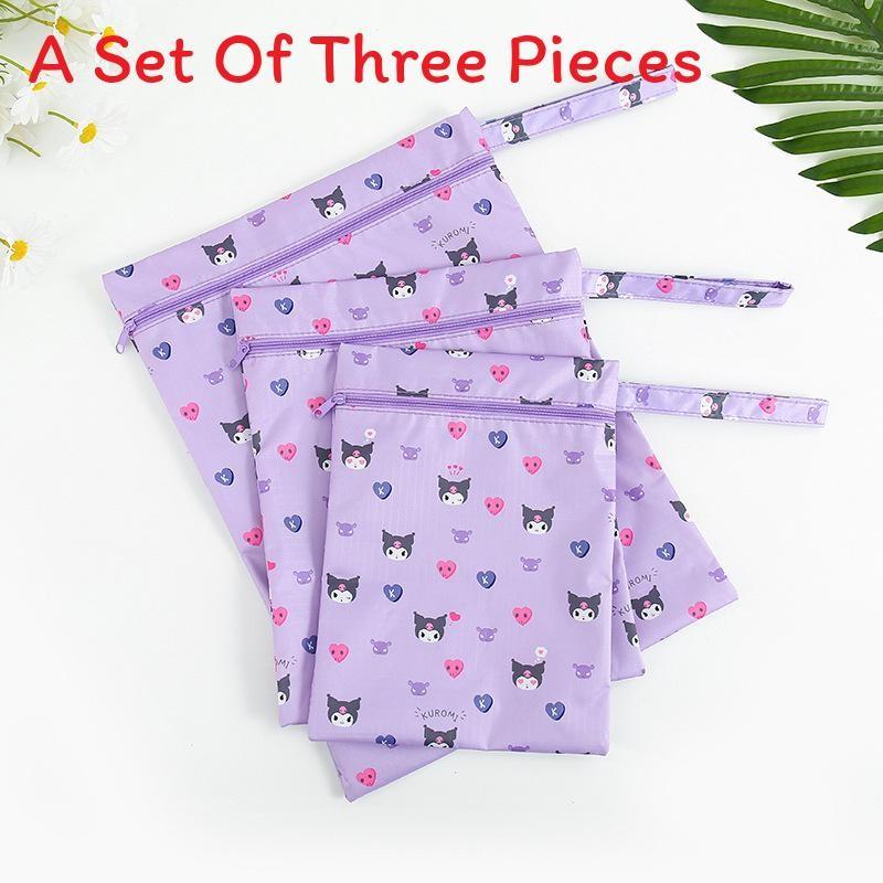 Cute Hello Kitty Kuromi My Melody Pattern Travel Storage Bag Set With Waterproof Material And Multiuse Functionality