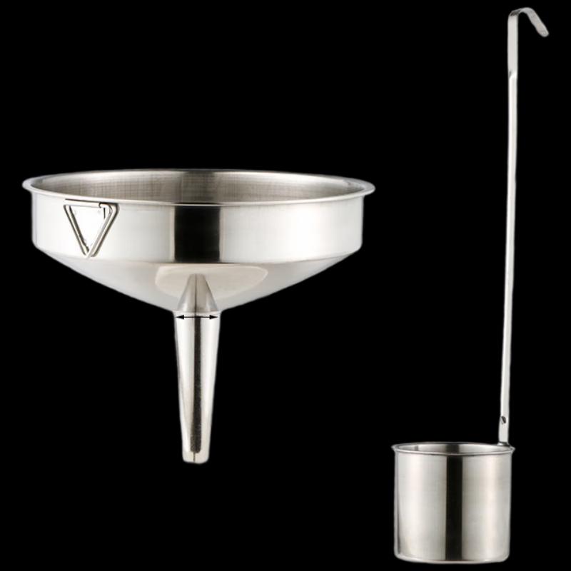 Stainless Steel Flat Handle Wine Ladle with Funnel