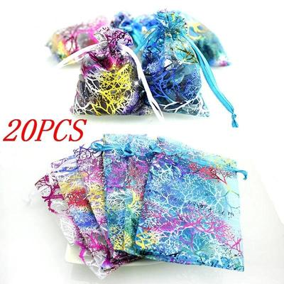 20pcs/lot Drawstring Organza Bags Wedding Christmas Decoration Gift Bag Jewelry Packaging  & Pouches