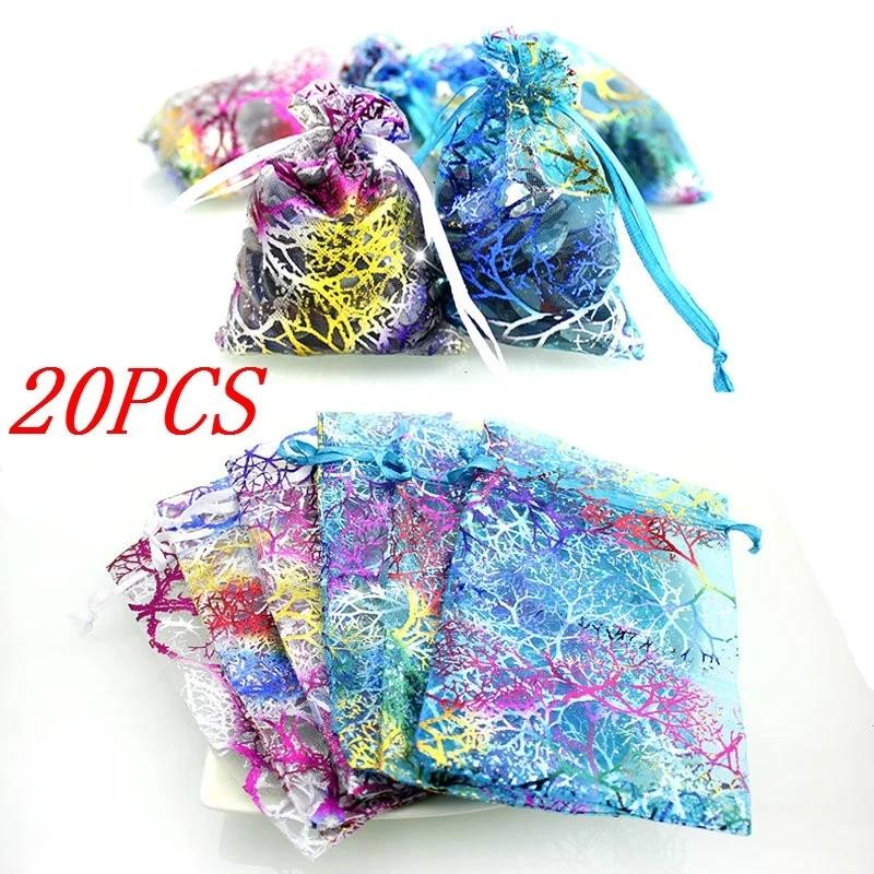 20pcs/lot Drawstring Organza Bags Wedding Christmas Decoration Gift Bag Jewelry Packaging & Pouches