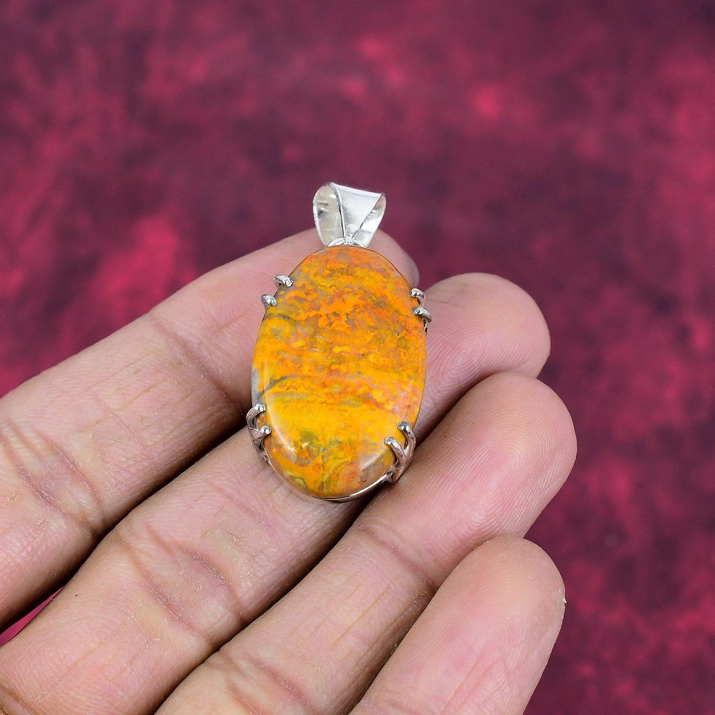 Bumblebee Jasper Pendant, 925 Solid Sterling Silver Gemstone Jewelry, Handmade Pendant, For Mother Day