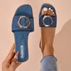 Able Summer Comfortable Breathable Slippers Large Flat Sandals Casual Open Toed Metal Buckle Women's Shoes 35-43