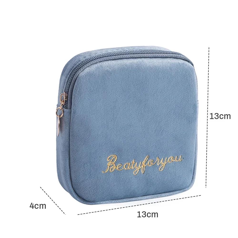 Velvet Portable Cosmetic Bag Travel Mini Coin Money ID Card Lipstick Storage Case Women Sanitary Napkin Tampon Packaging Pouch